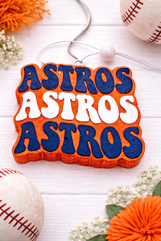 Astros Statement Car Freshie – Bold Text Design | Volcano Scent
