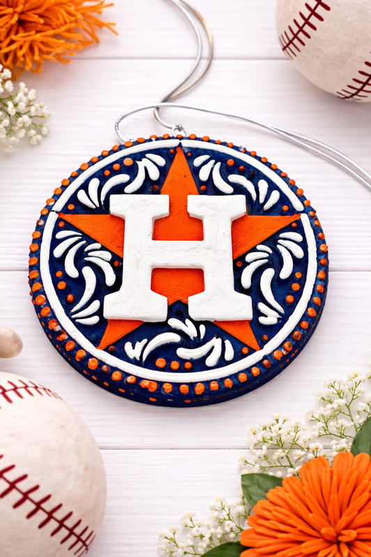 Astros Round Car Freshie – Classic Orange & Navy | Butt Naked Scent