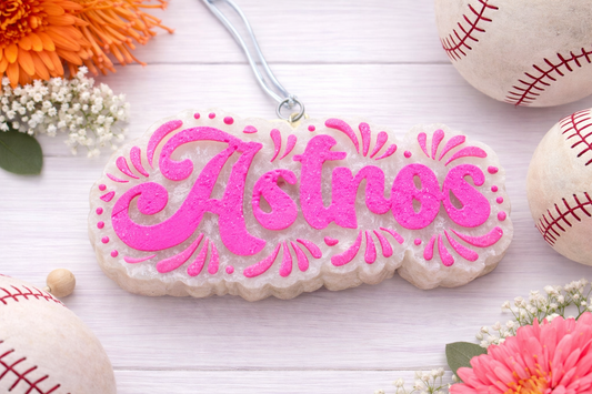 Astros Script Car Freshie – Pink Boutique Style | Handmade Car Freshener - Champagne Toast