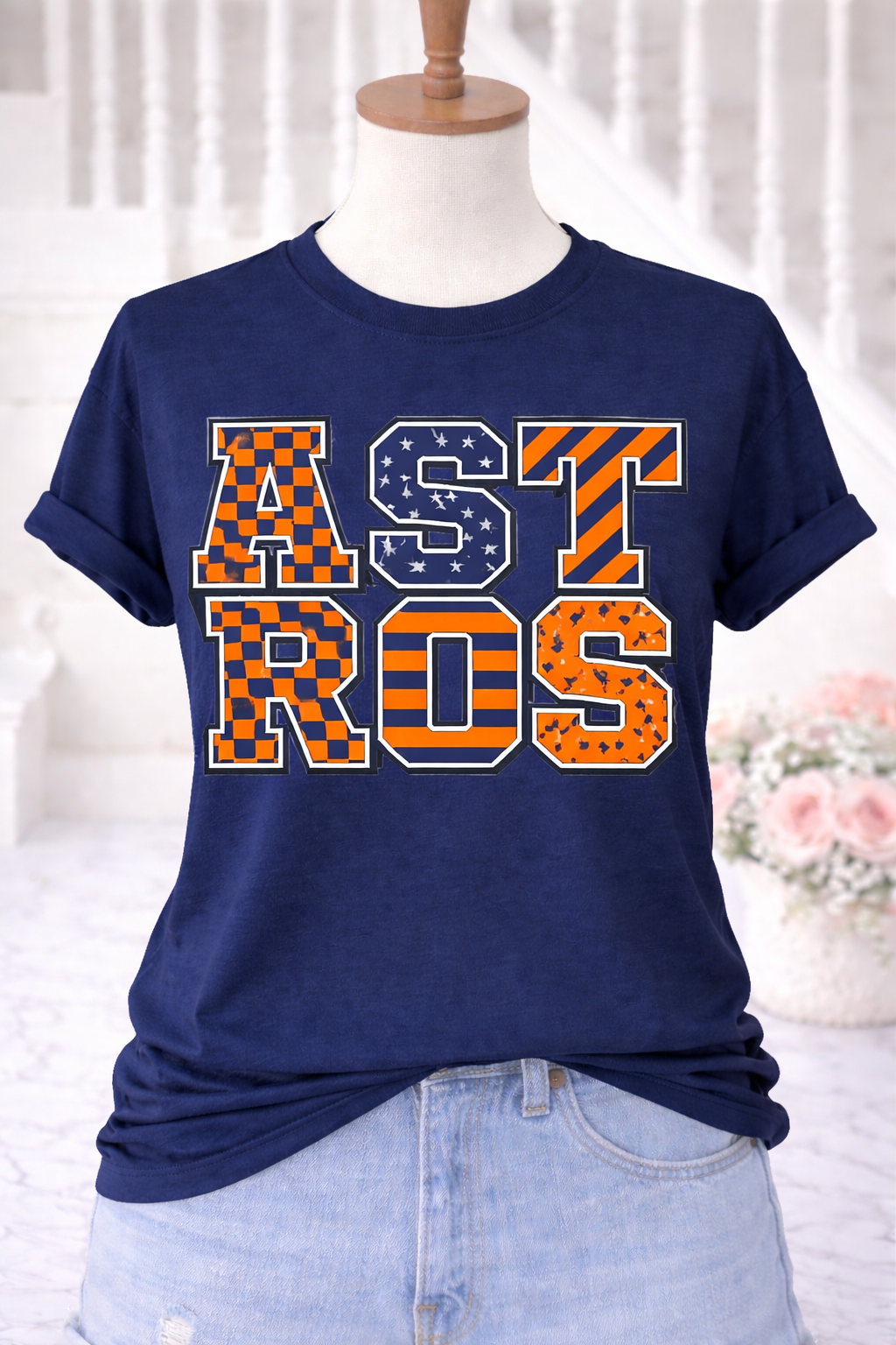 Astros Inspired Patchwork Graphic Tee