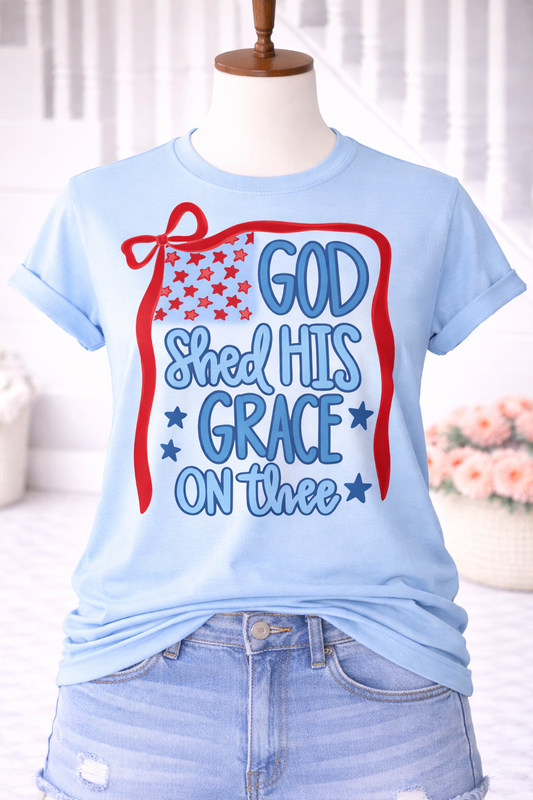 God Shed His Grace On Thee Patriotic T-Shirt | 4th of July Tee | Faith + USA Shirt