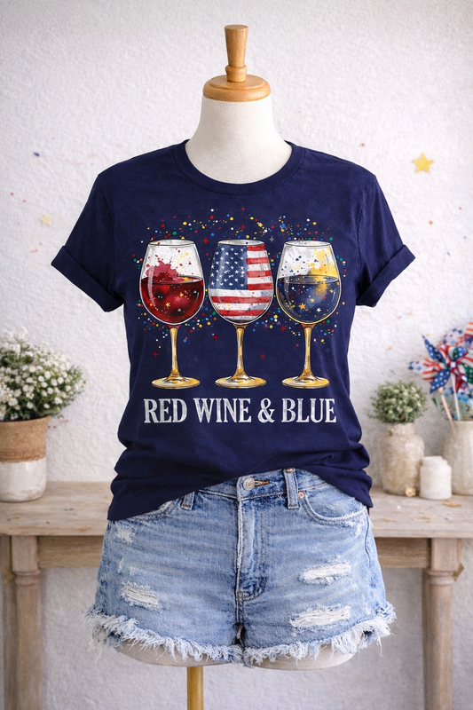 Red Wine & Blue Patriotic Graphic Tee
