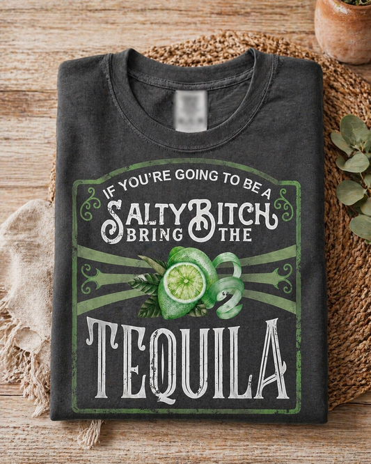 Salty B Bring the Tequila Graphic Tee – Dark Gray Boutique Shirt