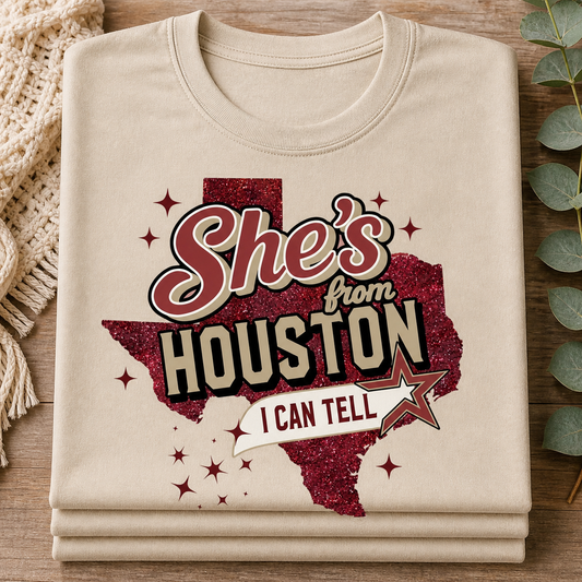 She’s From Houston Graphic Tee – Beige Boutique Shirt