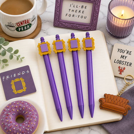 🎬 Friends Inspired Beaded Pens– Purple Frame Design | Gift for Friends Fans