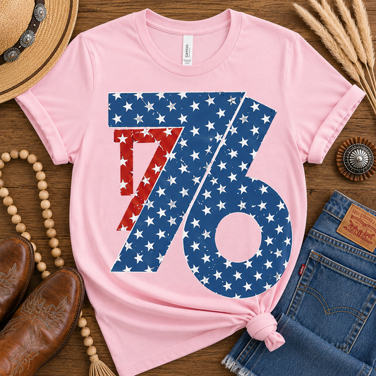 76 Patriotic Graphic Tee | Pink Americana Shirt | Fourth of July Boutique Tee