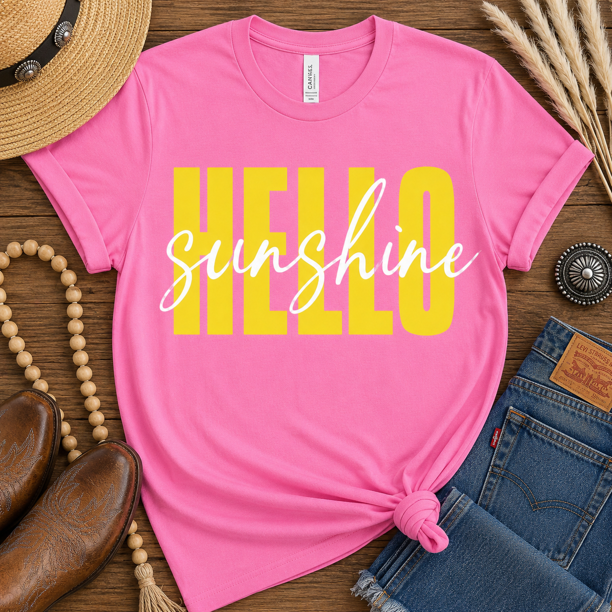 Hello Sunshine Graphic Tee – Bubblegum Pink