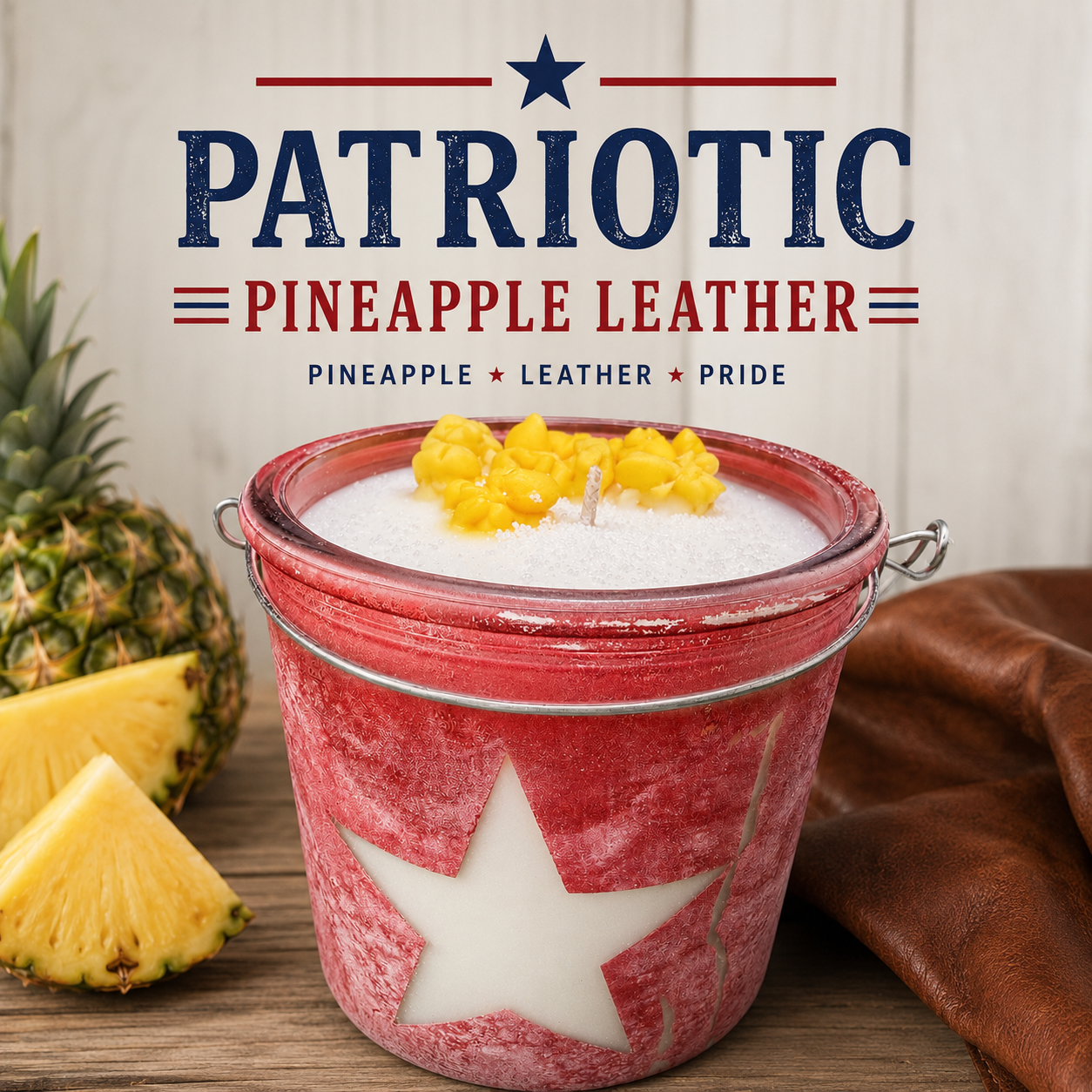 Patriotic Pineapple Leather Candle