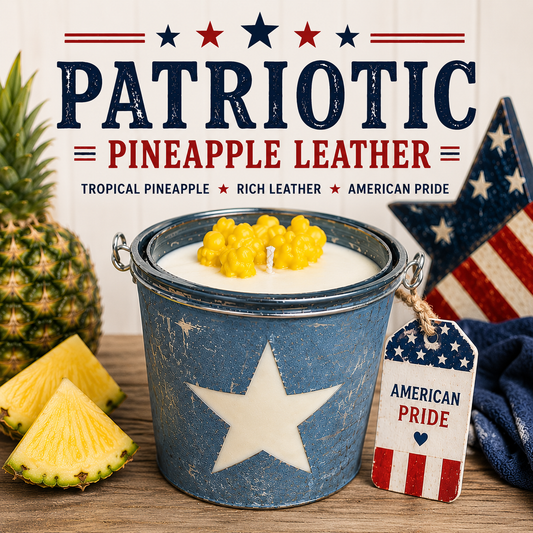 Popcorn Baseball Bucket Candle – Pineapple Leather Scent | Patriotic Summer Candle