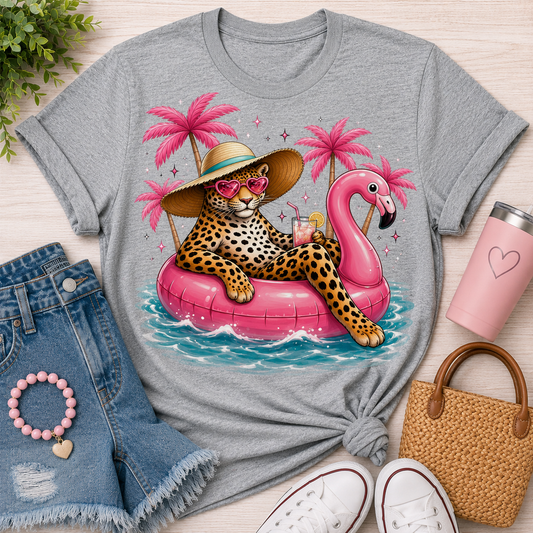 Leopard Flamingo Summer Graphic Tee