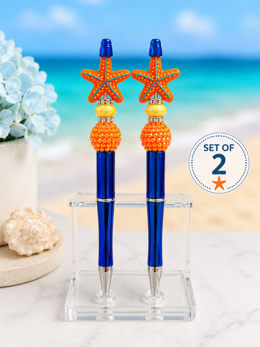 ⭐️🐚 Coastal Starfish Beaded Pen Set (Set of 2) 🐚⭐️