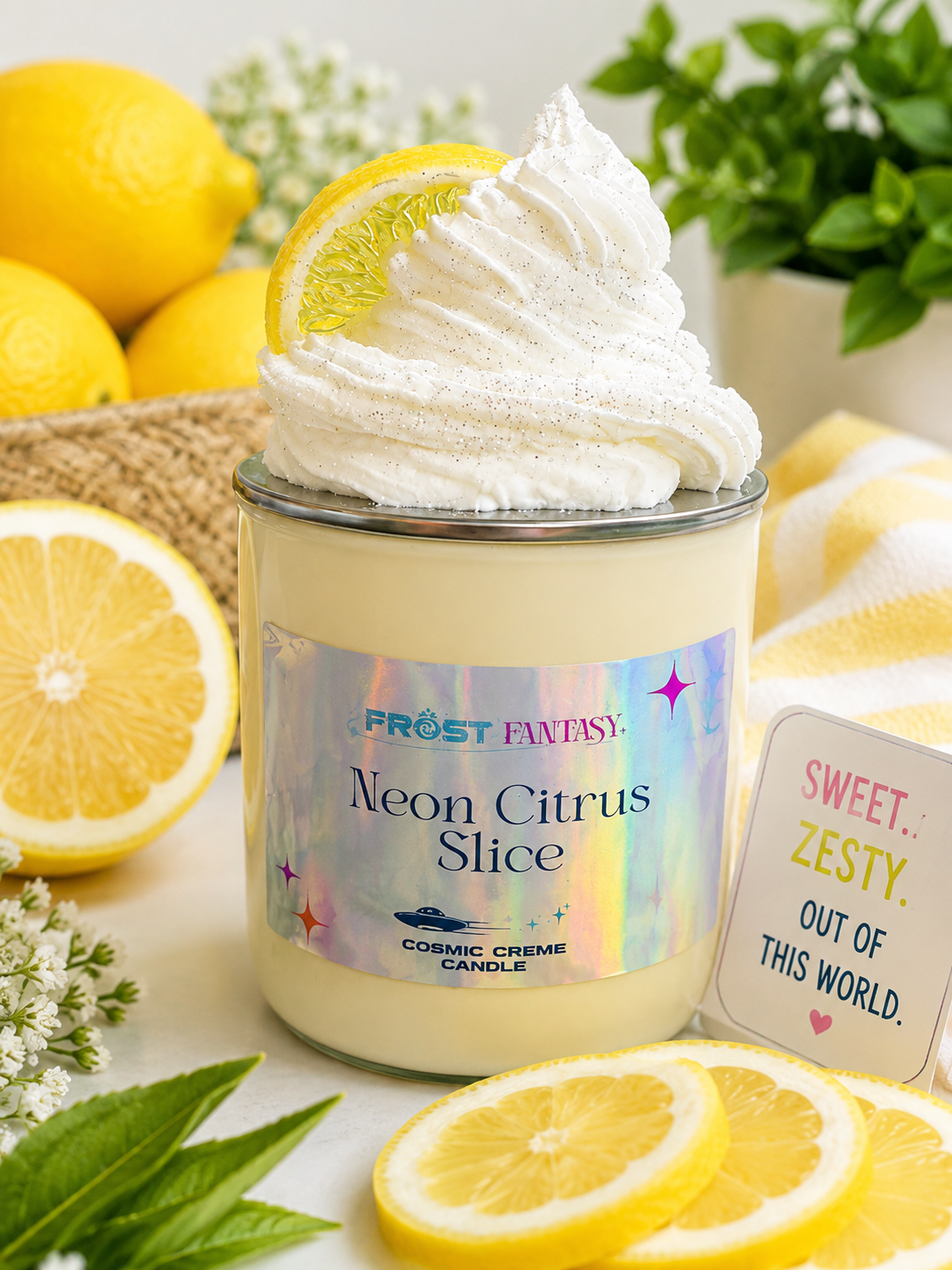 Neon Citrus Slice Candle
