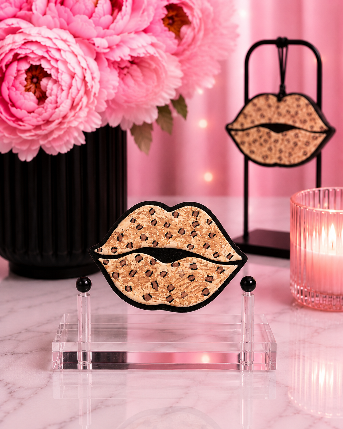 Leopard Print Lips Car Freshie
