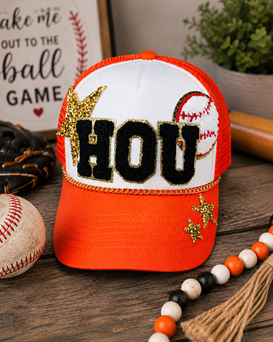 Houston Baseball Trucker Hat, Everything Baseball with Custom Chain