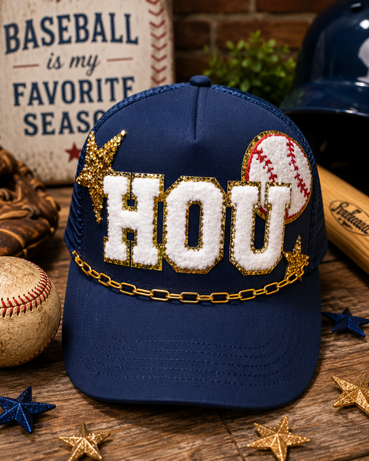 Houston Baseball Trucker Hat, Everything Baseball with Custom Chain