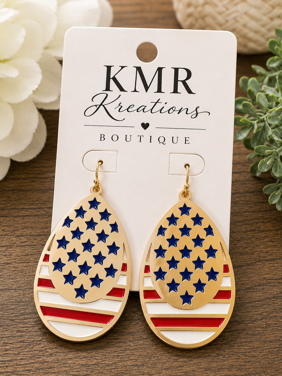 Patriotic Stars & Stripes Teardrop Earrings