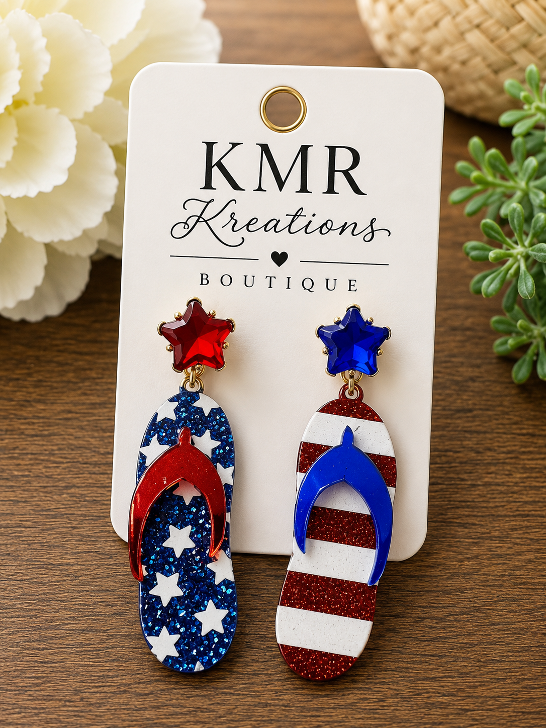 Patriotic Flip Flop Statement Earrings