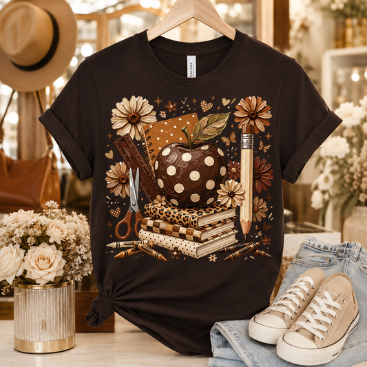 🍎📚 Teacher Apple Fall Tee 🍂