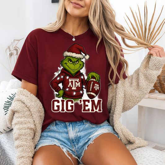 Texas A&M “Gig ’Em Grinch” Christmas Tee