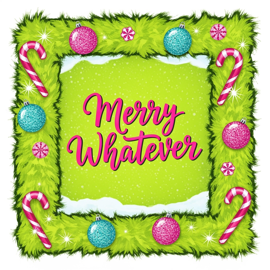 Merry Whatever Grinch Christmas Wreath Sign | Funny Holiday Door Decor | Pink and Green Christmas Sign KMR Kreations Boutique