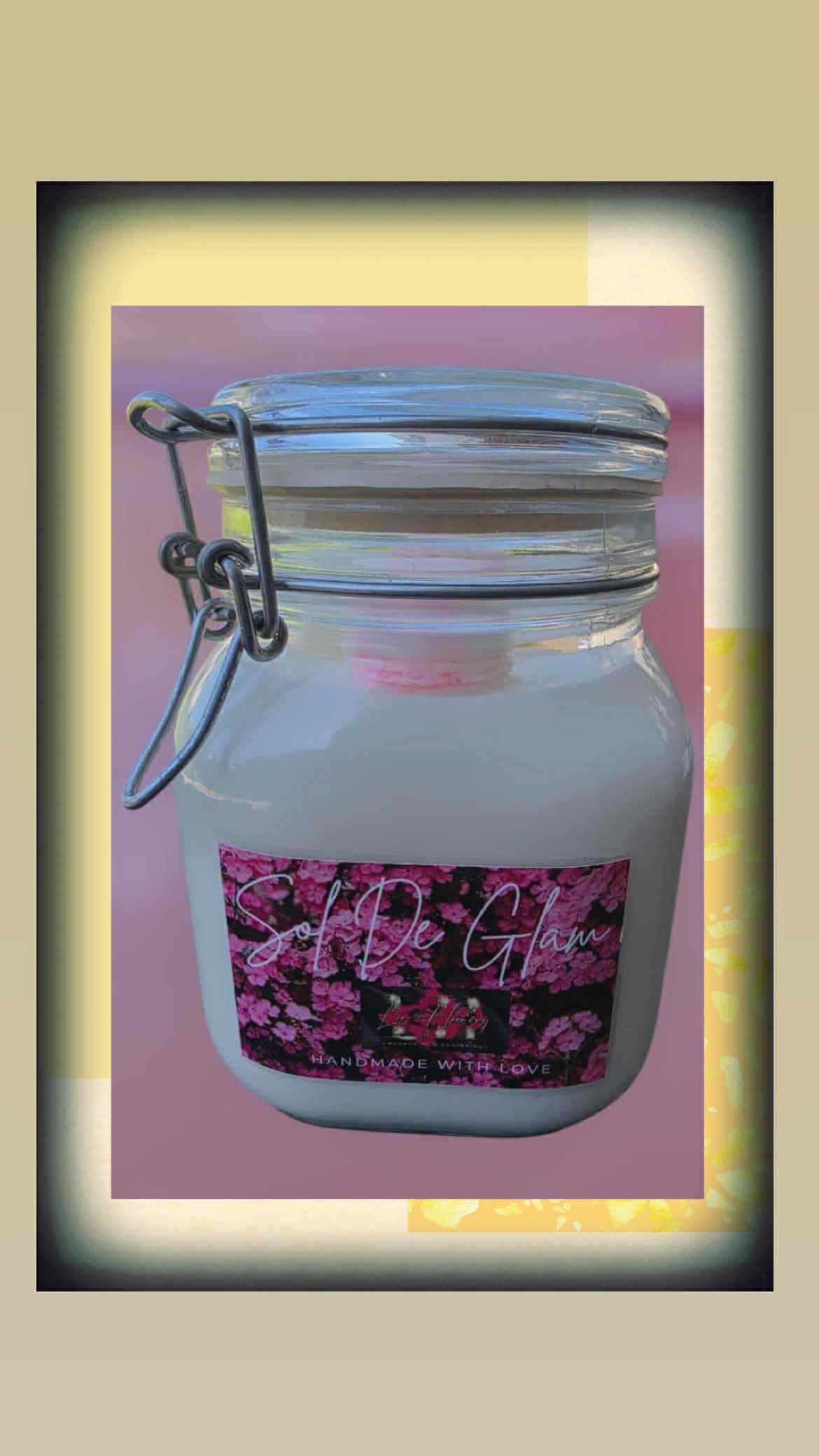 luxury candle, handmade candle, jar candle, home décor candle, gift candle, SOL DE GLAM, eco-friendly candle, boutique candle, aromatherapy candle, soy wax candle