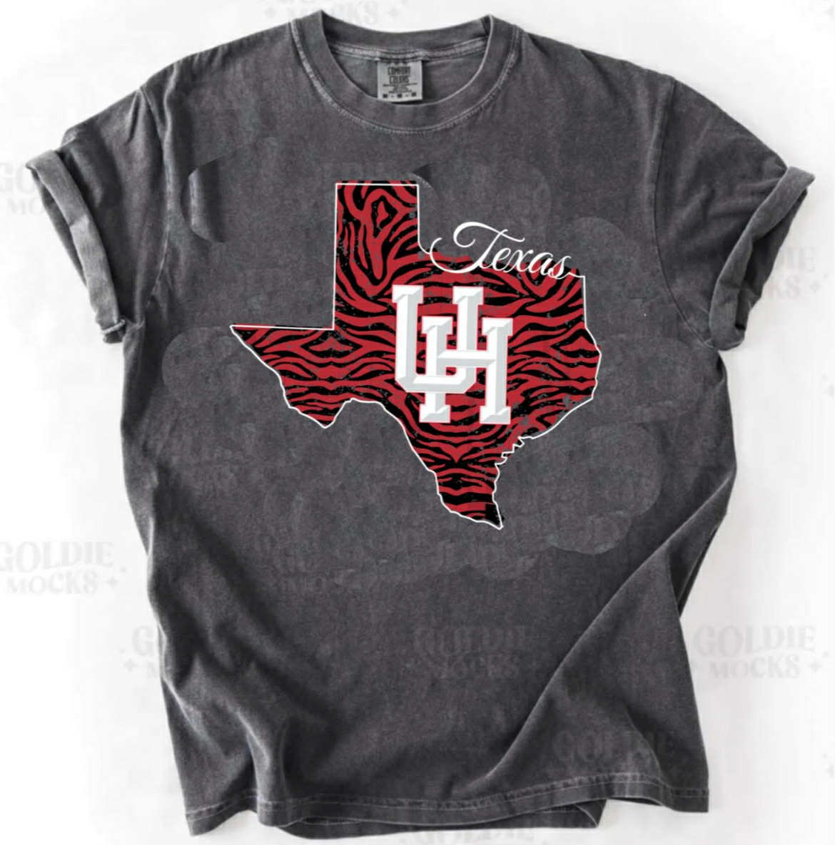 Texas Tiger Print UH Tee – University of Houston Graphic Shirt
