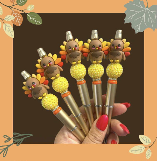 Thanksgiving pen, turkey pen, fall stationery, festive pens, teacher gift, coworker gift, holiday pens, cute stationery, seasonal office supplies, turkey themed pen