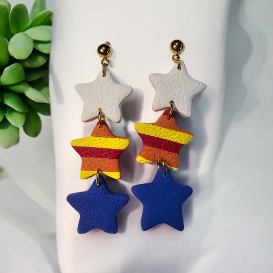 Astros Earrings, Houston Astros Jewelry, Polymer Clay Earrings, Astros Fan Accessory,  Astros Game Day Jewelry,