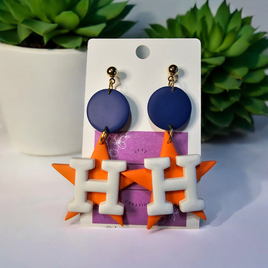 Astros Earrings, Houston Astros Jewelry, Polymer Clay Earrings, Astros Fan Accessory,  Astros Game Day Jewelry,