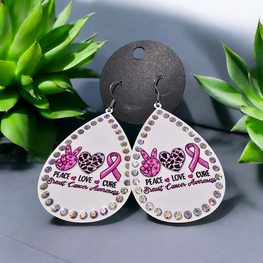 Breast Cancer Awareness Ribbon Jewelry Metal Novelty Earrings
