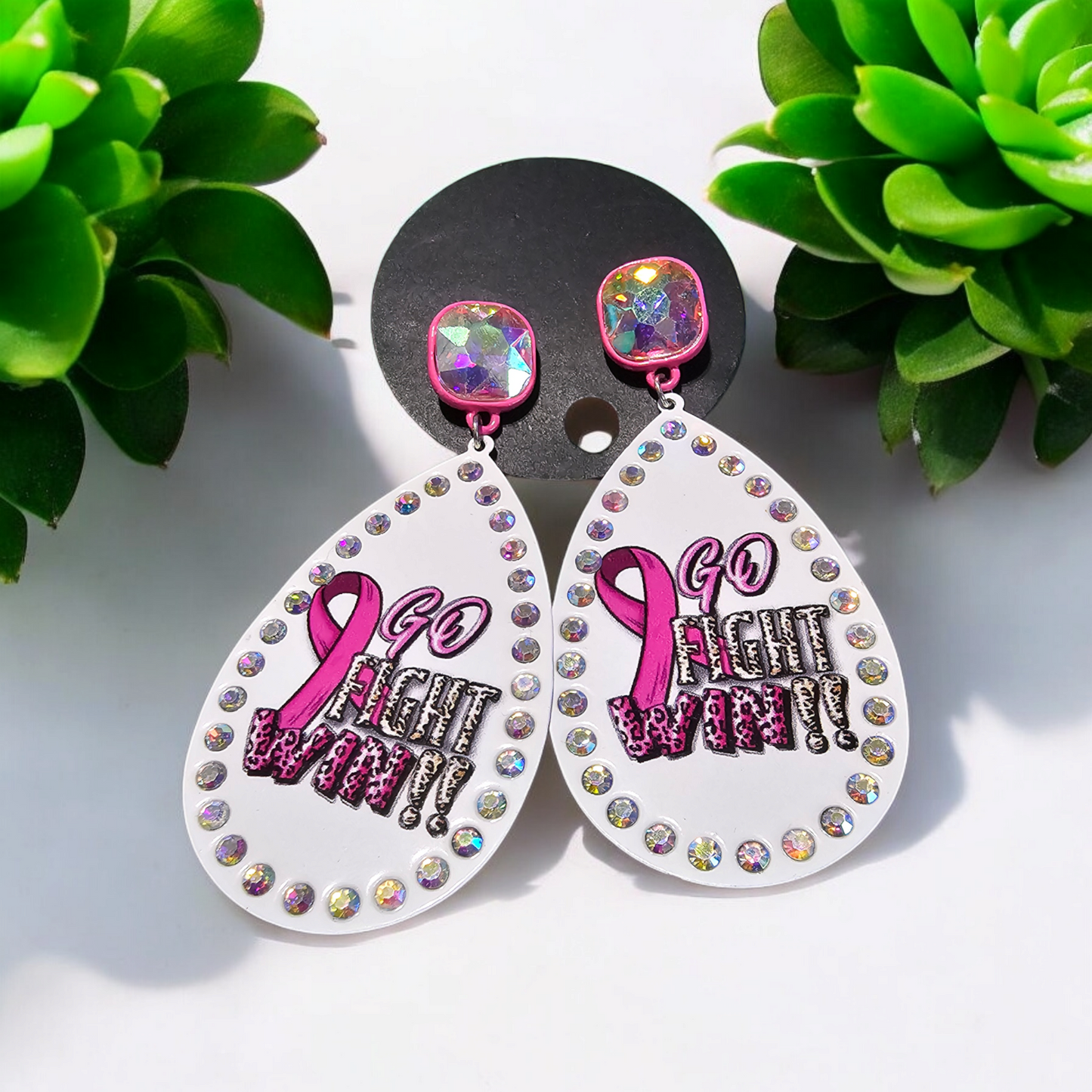 Breast Cancer Awareness Ribbon Jewelry Metal Novelty Earrings