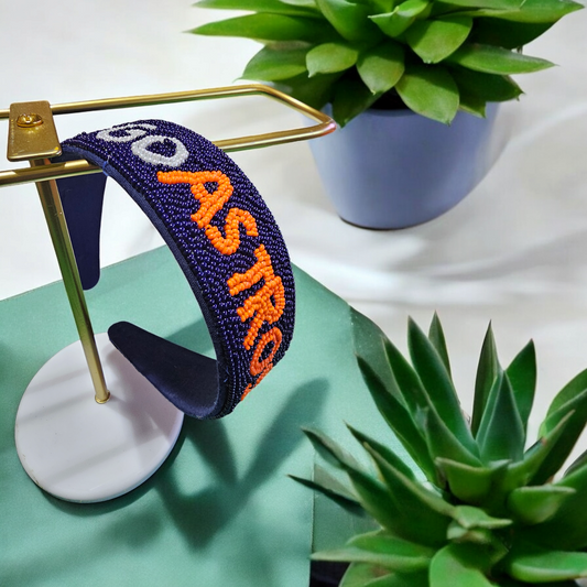 Houston Astros beaded headband, Astros Accessories,  Houston Astros Headband