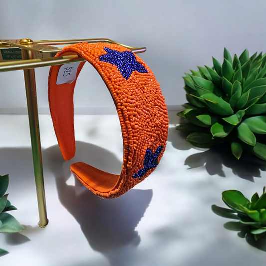 Houston Astros beaded headband, Astros Accessories,  Houston Astros Headband