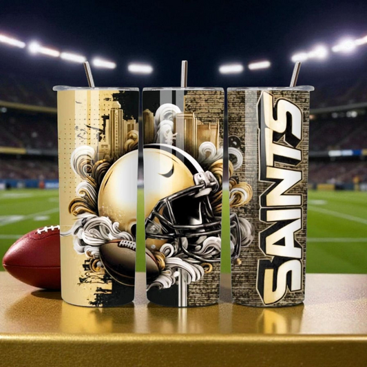 Gold & Black Gridiron Glory 20oz Stainless Steel Tumbler