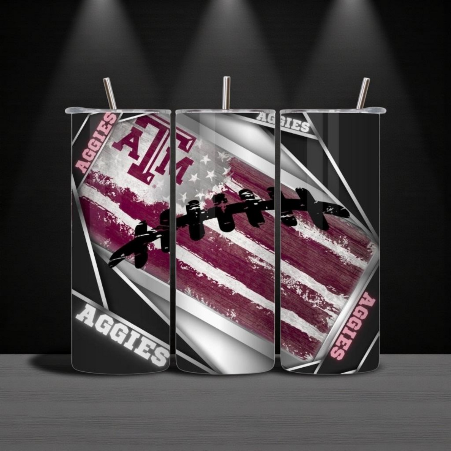 Maroon Gridiron Pride 20oz Stainless Steel Tumbler