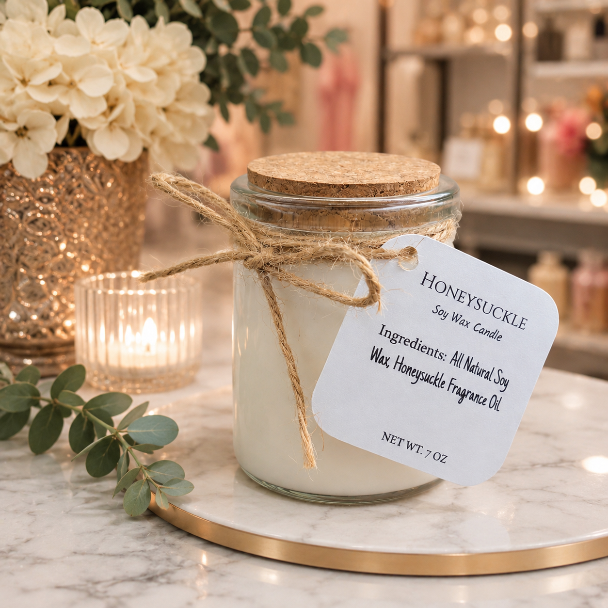 Honeysuckle Soy Wax Candle – Floral Spring Scent | 7 oz