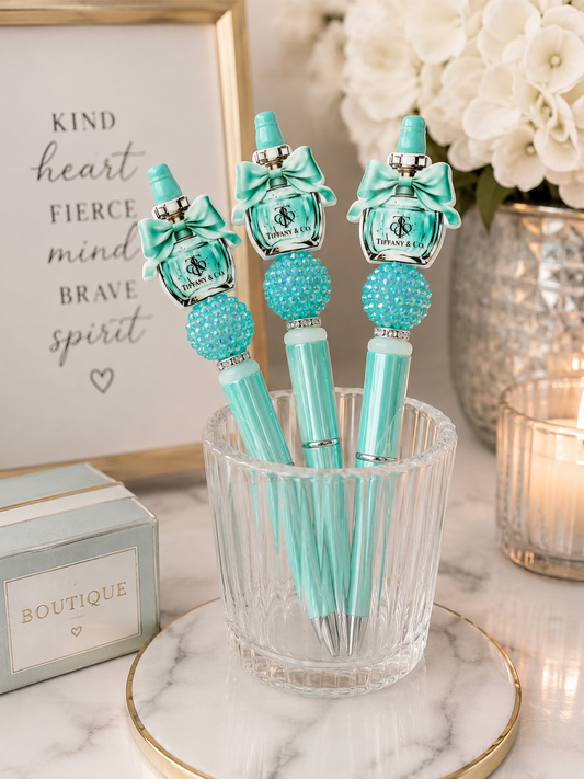 Luxury Tiffany-Inspired Perfume Beaded Pen Set (Pack of 2)