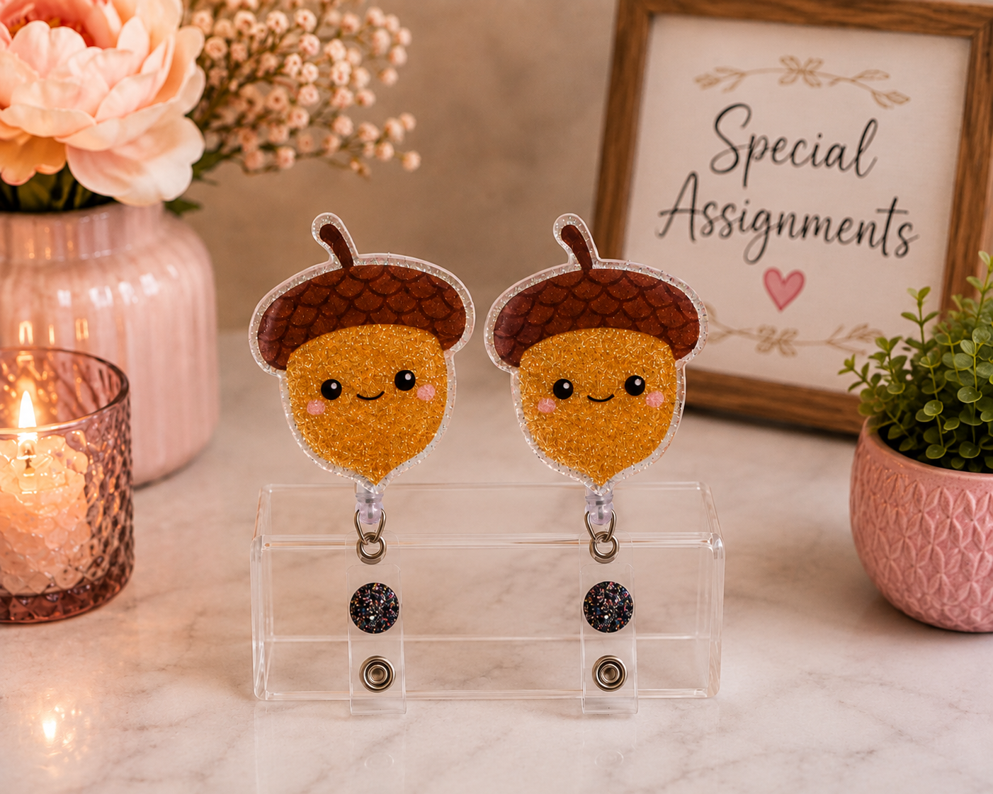 Cute Acorn Fall Badge Reel