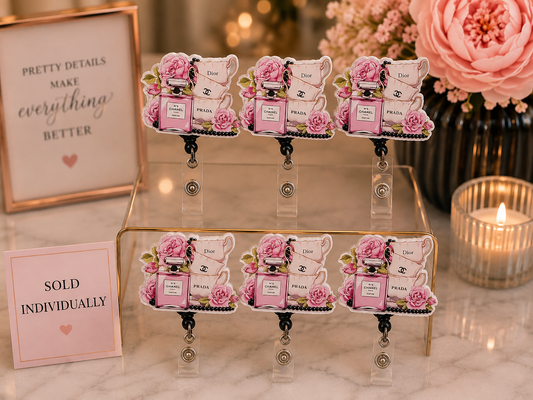 Luxury Designer-Inspired Floral Badge Reel