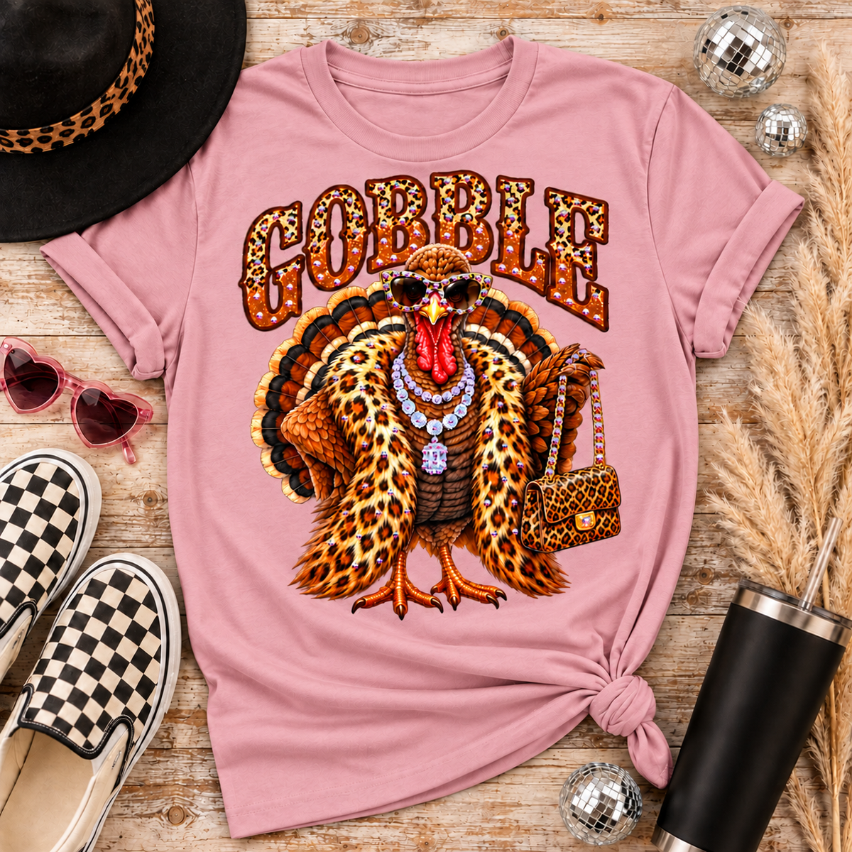 Gobble Glam Leopard Turkey Tee