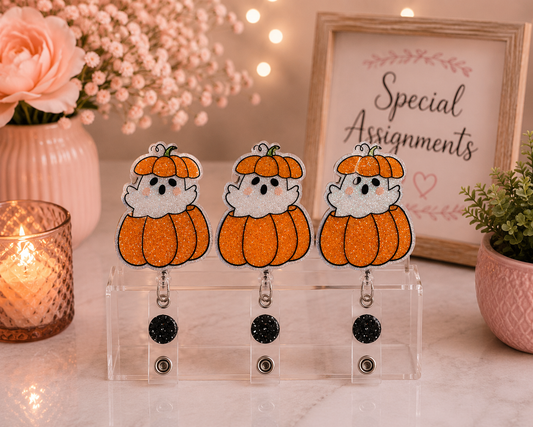 Pumpkin Ghost Badge Reel