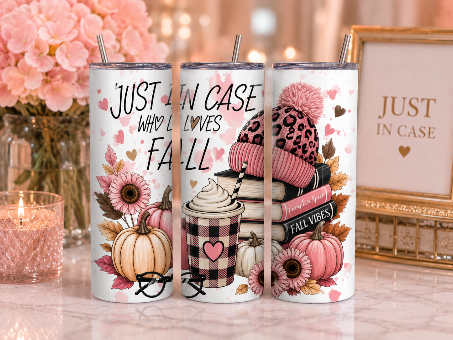 Just a Girl Who Loves Fall 20 oz Stainless Steel Tumbler | Fall Coffee Tumbler | Autumn Travel Cup