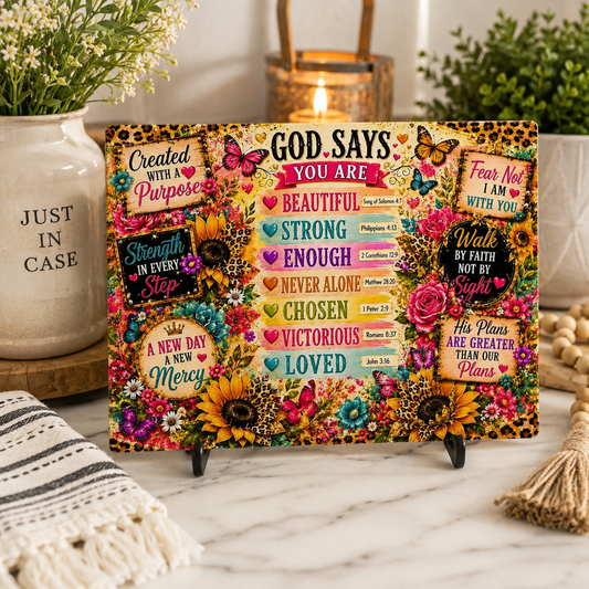 God Says You Are - Sublimation Glass Cutting Board