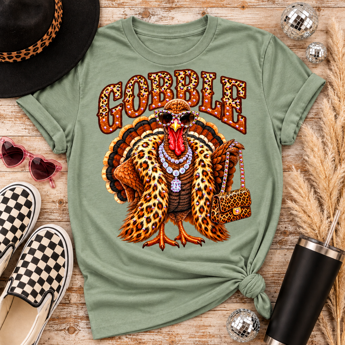 Gobble Glam Leopard Turkey Tee