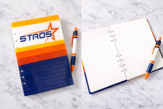 Astros Inspired Acrylic Notebook | Refillable Binder Notebook | Houston Baseball Fan Gift | Teacher, Work & School Notebook