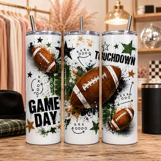 Football Game Day 20 oz Skinny Tumbler