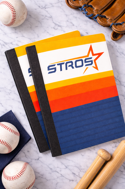Astros Inspired Portfolio | Houston Baseball Faux Leather Padfolio | Team-Inspired Portfolio Folder | Teacher, Work & Meeting Organizer