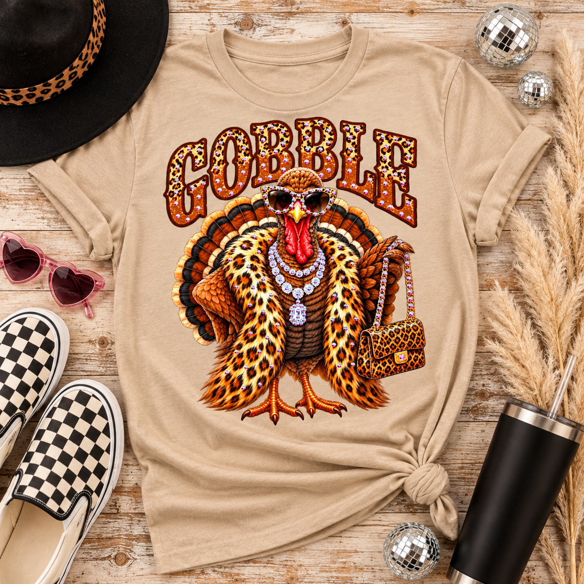 Gobble Glam Leopard Turkey Tee