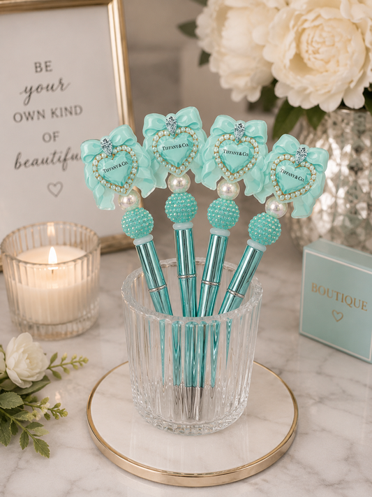 Luxury Tiffany-Inspired Heart Beaded Pen