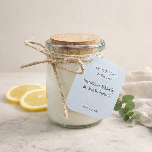 Lemon Bliss Soy Wax Candle – Fresh Citrus Scent | 7 oz
